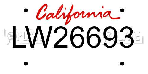 LW26693 California License Plate