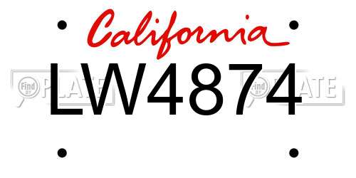 LW4874 California License Plate
