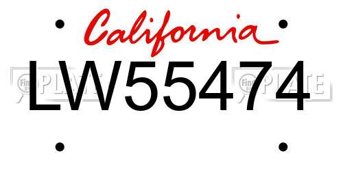 LW55474 California License Plate