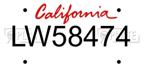 LW58474 California License Plate