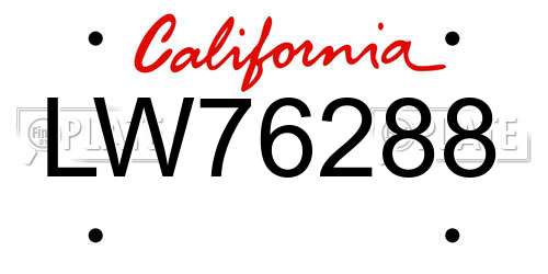 LW76288 California License Plate