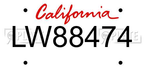 LW88474 California License Plate