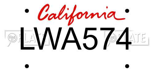 LWA574 California License Plate