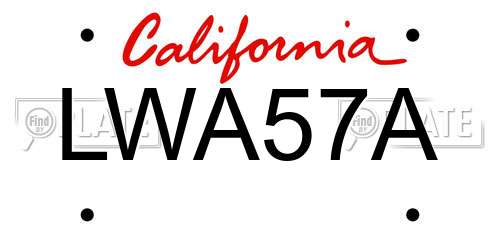 LWA57A California License Plate