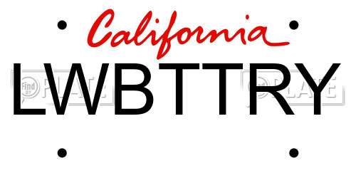 LWBTTRY California License Plate