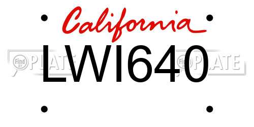LWI640 California License Plate