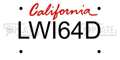 LWI64D California License Plate