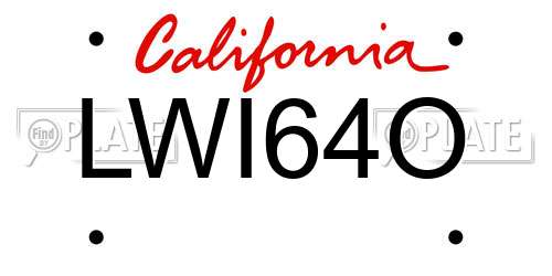 LWI64O California License Plate