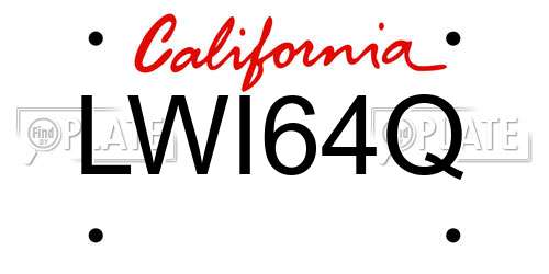 LWI64Q California License Plate