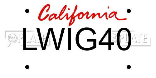 LWIG40 California License Plate