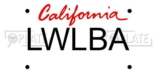 LWLBA California License Plate