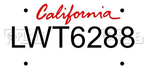 LWT6288 California License Plate