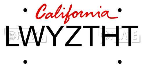 LWYZTHT California License Plate
