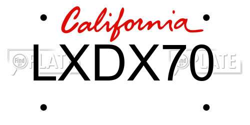 LXDX70 California License Plate