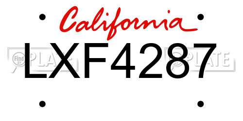 LXF4287 California License Plate