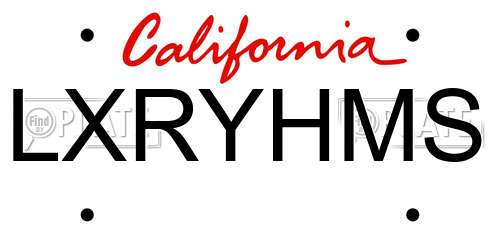 LXRYHMS California License Plate