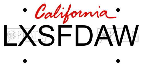 LXSFDAW California License Plate