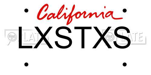 LXSTXS California License Plate