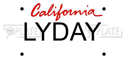 LYDAY California License Plate