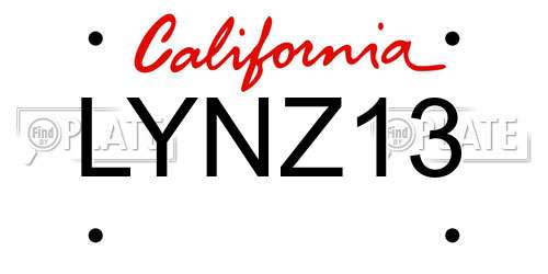 LYNZ13 California License Plate