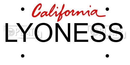 LYONESS California License Plate