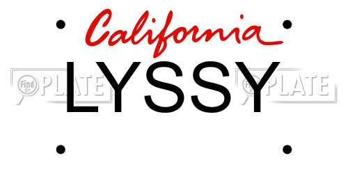 LYSSY California License Plate