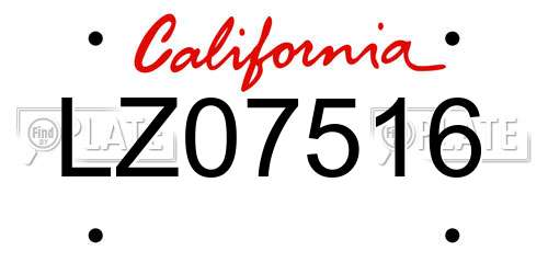 LZ07516 California License Plate