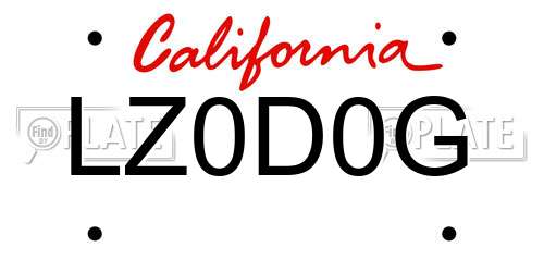 LZ0D0G California License Plate