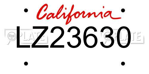 LZ23630 California License Plate