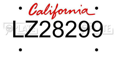 LZ28299 California License Plate
