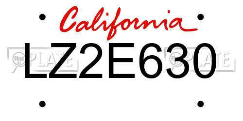 LZ2E630 California License Plate