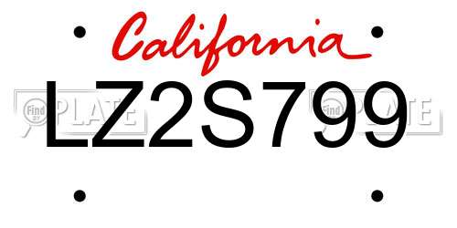 LZ2S799 California License Plate