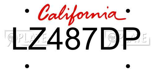 LZ487DP California License Plate