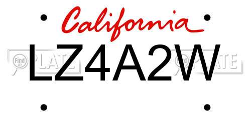 LZ4A2W California License Plate