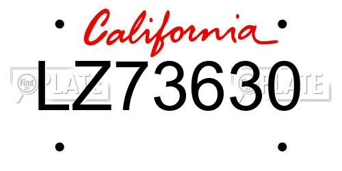 LZ73630 California License Plate