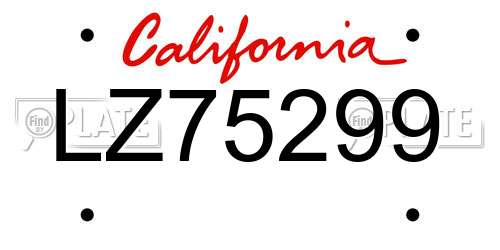 LZ75299 California License Plate