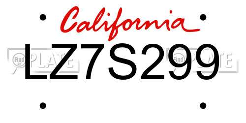 LZ7S299 California License Plate