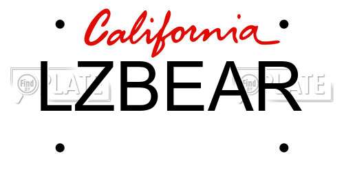 LZBEAR California License Plate