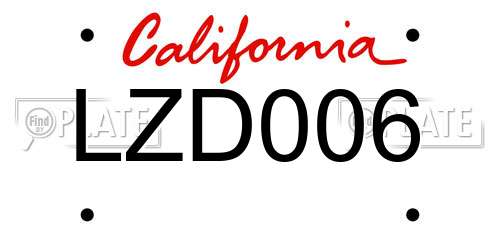 LZD006 California License Plate