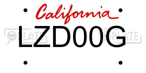 LZD00G California License Plate