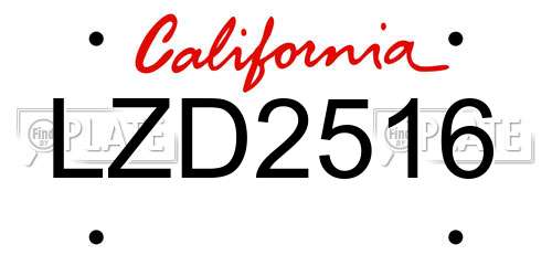 LZD2516 California License Plate