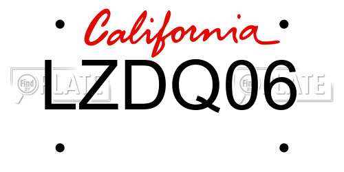 LZDQ06 California License Plate