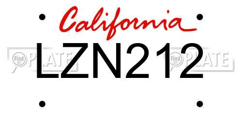 LZN212 California License Plate