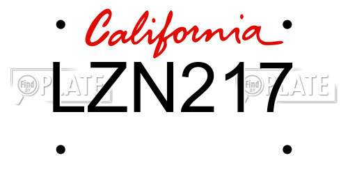 LZN217 California License Plate