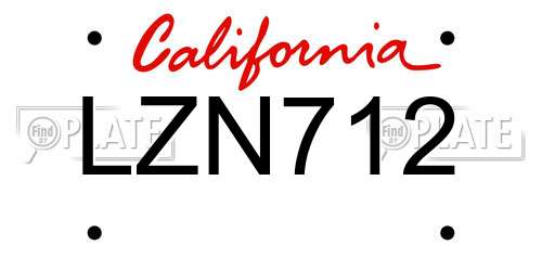 LZN712 California License Plate