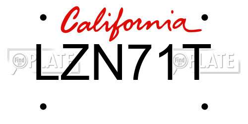 LZN71T California License Plate