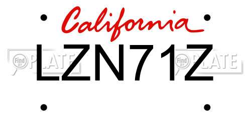 LZN71Z California License Plate