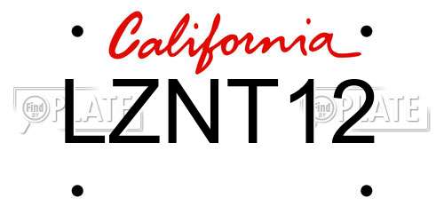 LZNT12 California License Plate