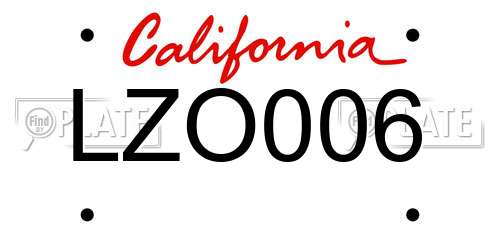 LZO006 California License Plate