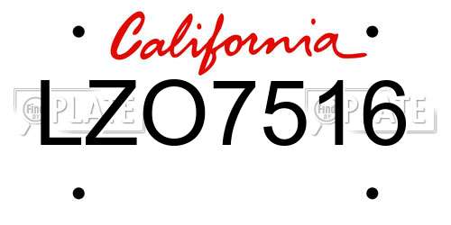 LZO7516 California License Plate